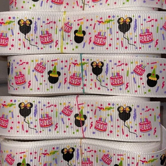 Grosgrain Ribbon 7/8” 5 yards 5/$20 Mickey Mouse birthday cake Mickey party - Picture 1 of 5